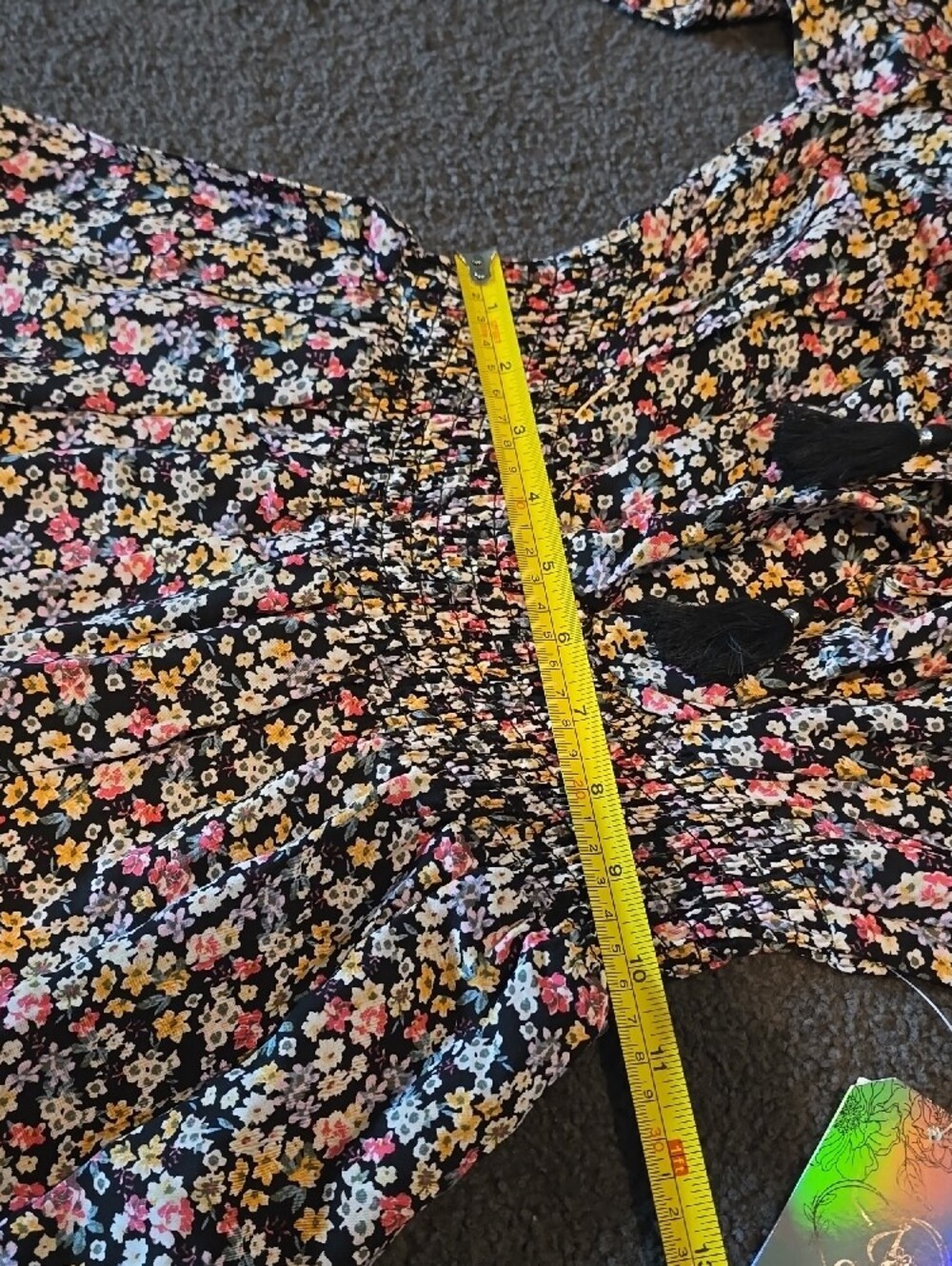 Justify Black Floral Midi Dress with Pink and White Accents - Picture 4 of 7